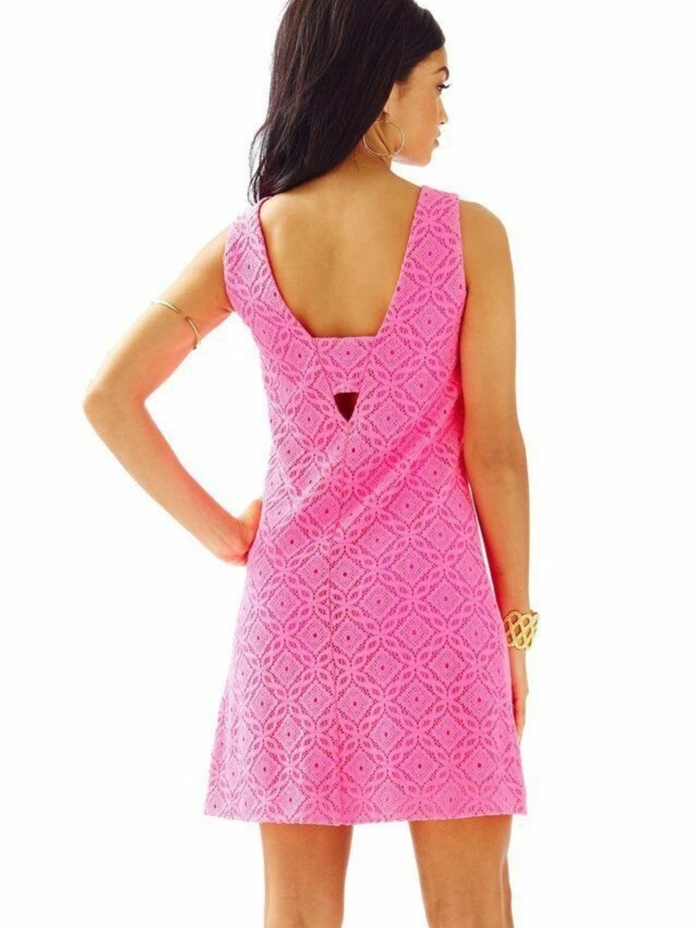Lilly Pulitzer NWT Callie Shift Dress Trellis Lace Kir Royal Pink - Picture 2 of 6